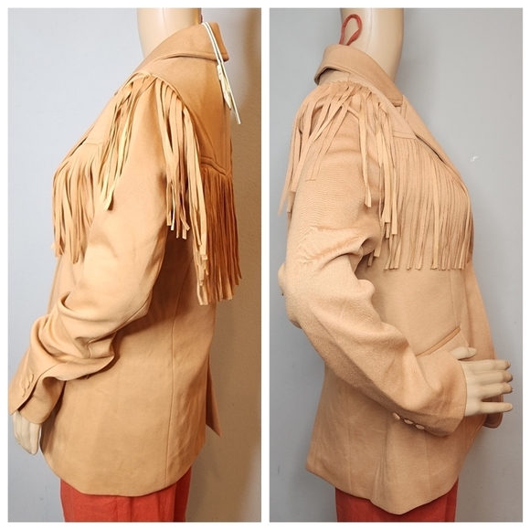 NWT Blank NYC Tan Ponte Fringe Blazer Jacket Women's Size XS - Picture 16 of 16